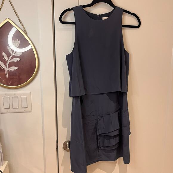 Tibi Blue 100% Silk Sophia Mini Ruffled Sleeveless Dress Sz 4 MSRP $495 - Picture 3 of 14